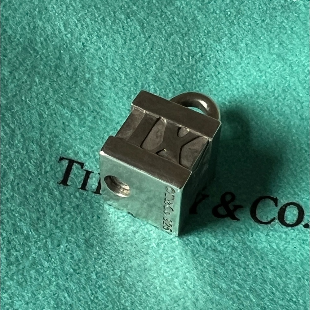 Tiffany & Co Silver Atlas Cube Lock Charm Pendant